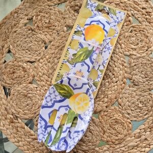 Melamine Salad Server Set Lemons Blue Yellow White New